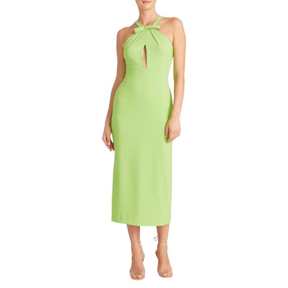 ML Monique Lhuillier NWT Halcyon Green Bow Midi Dress 4 Spring Wedding Guest